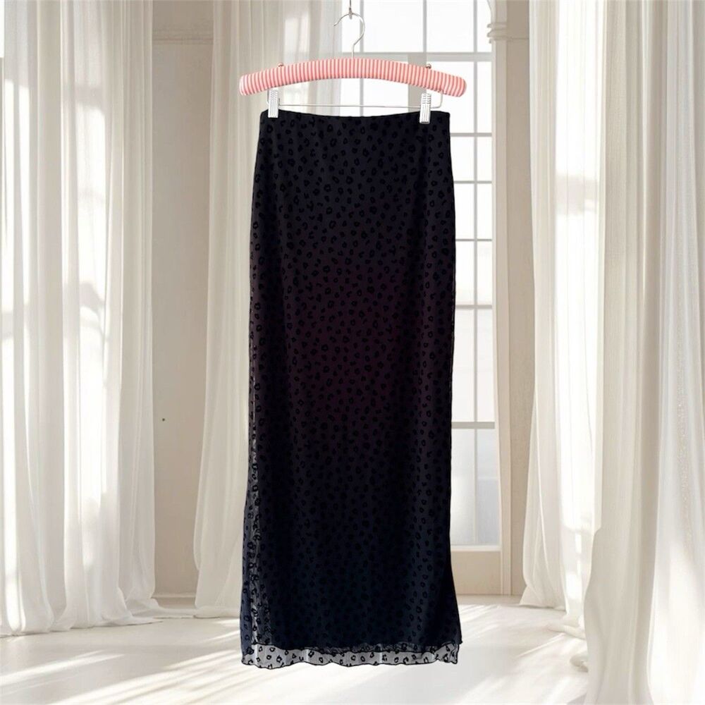 NWOT Urban Social Black Leopard Print  Maxi Skirt Size M